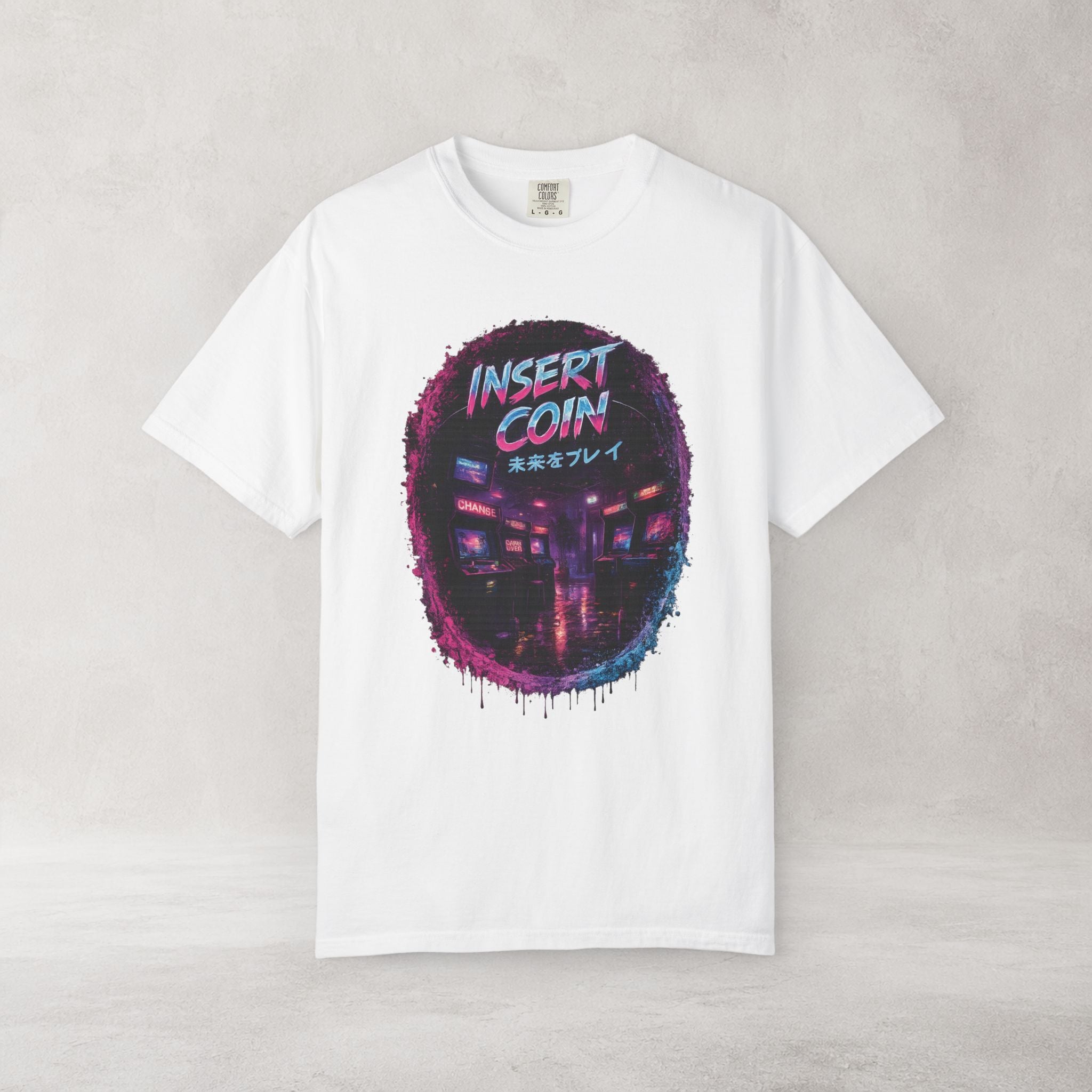 Insert Coin Retro Arcade T Shirt | Comfort Colors 1717 Cyberpunk Gaming Tee