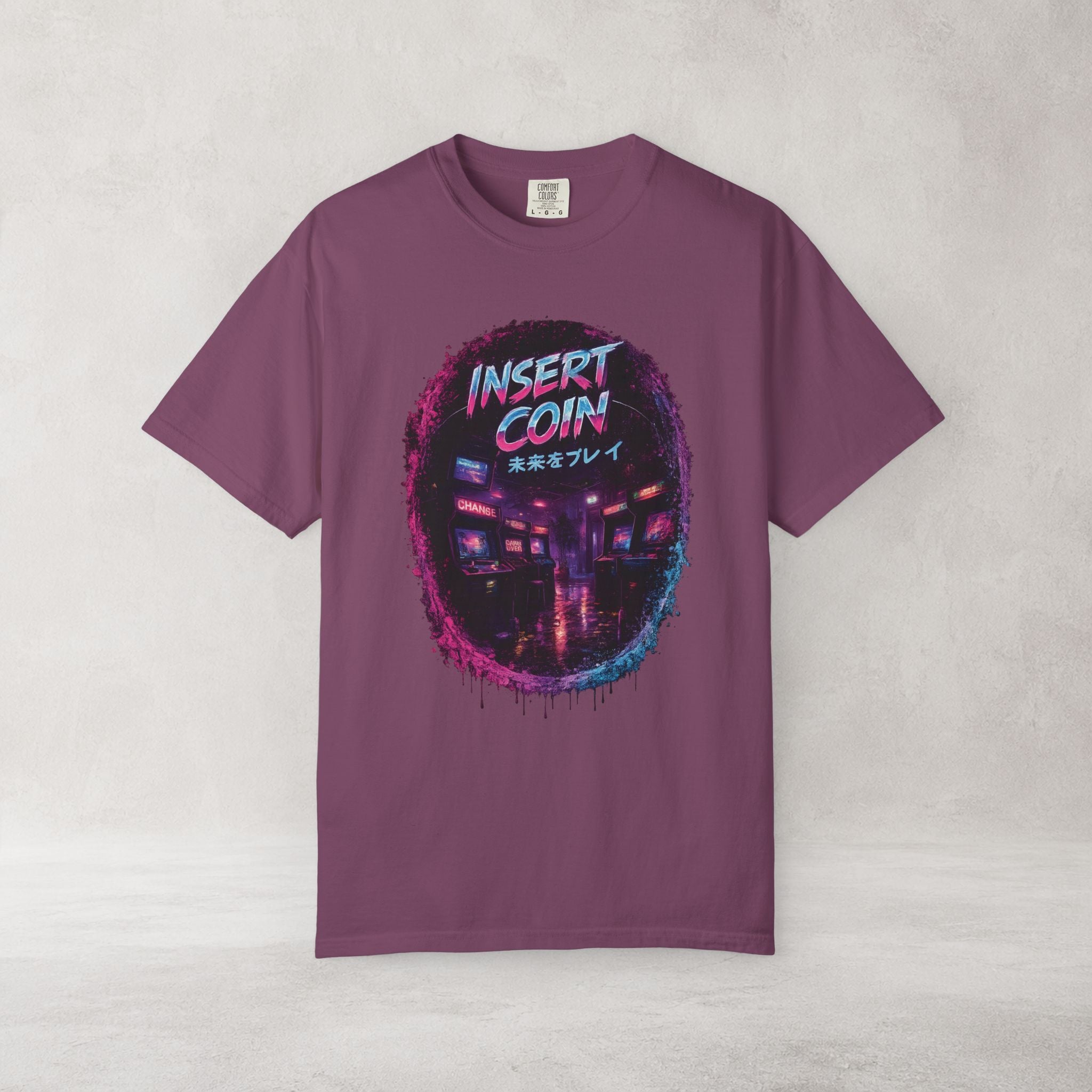 Insert Coin Retro Arcade T Shirt | Comfort Colors 1717 Cyberpunk Gaming Tee