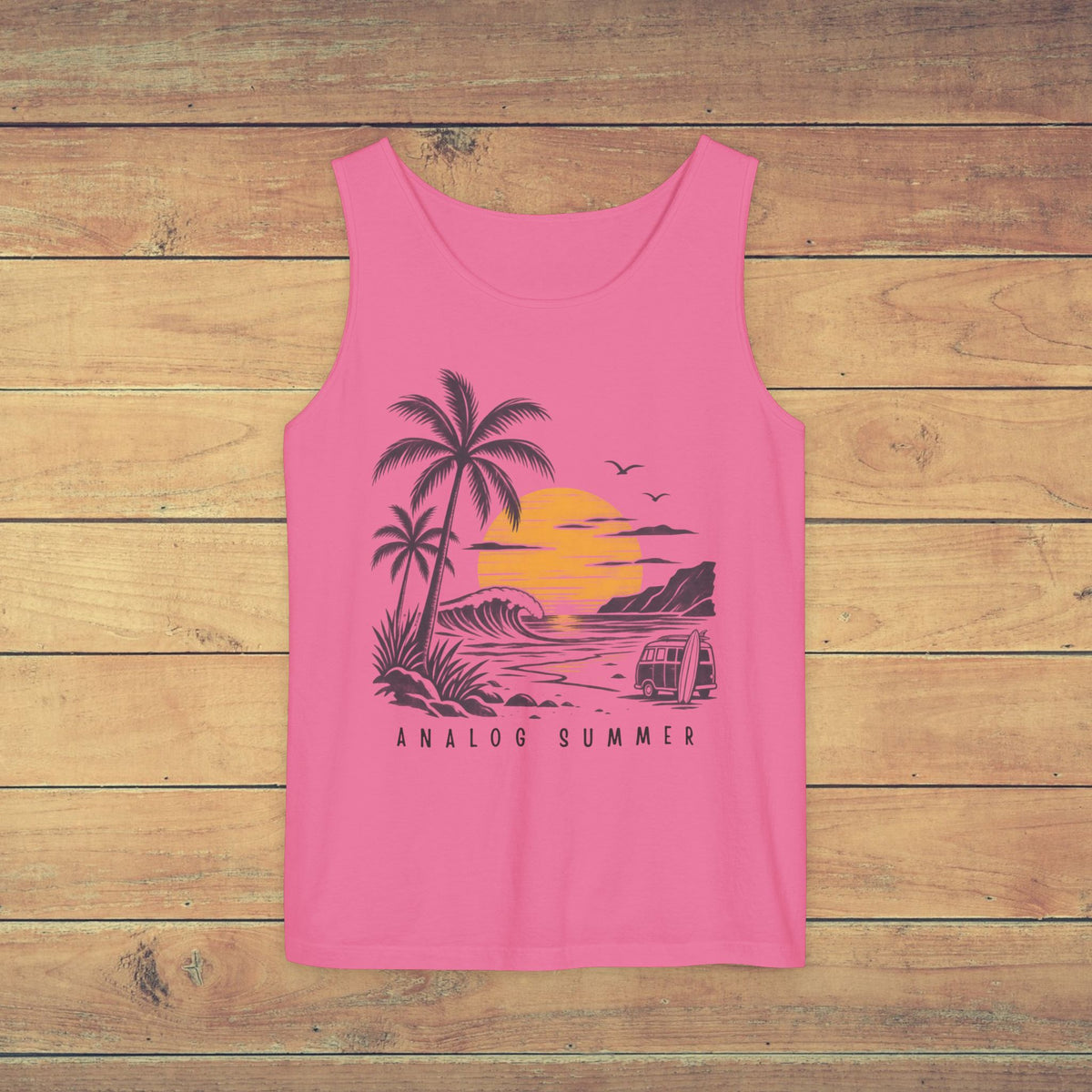 Analog Summer Tank Top – Beach Sunset Palm Tree Graphic Tank